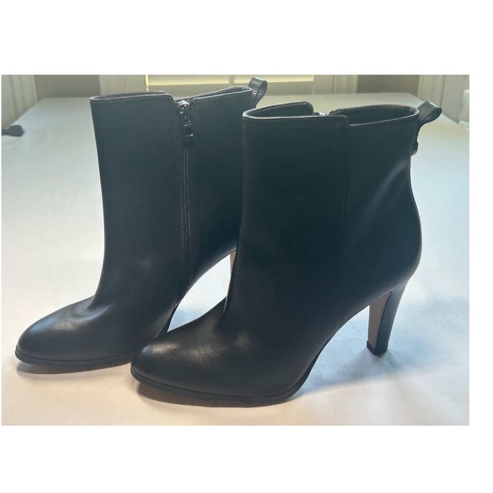 Coach Ankle Boots Women 10 Black Leather Pointed Toe Stiletto Heel